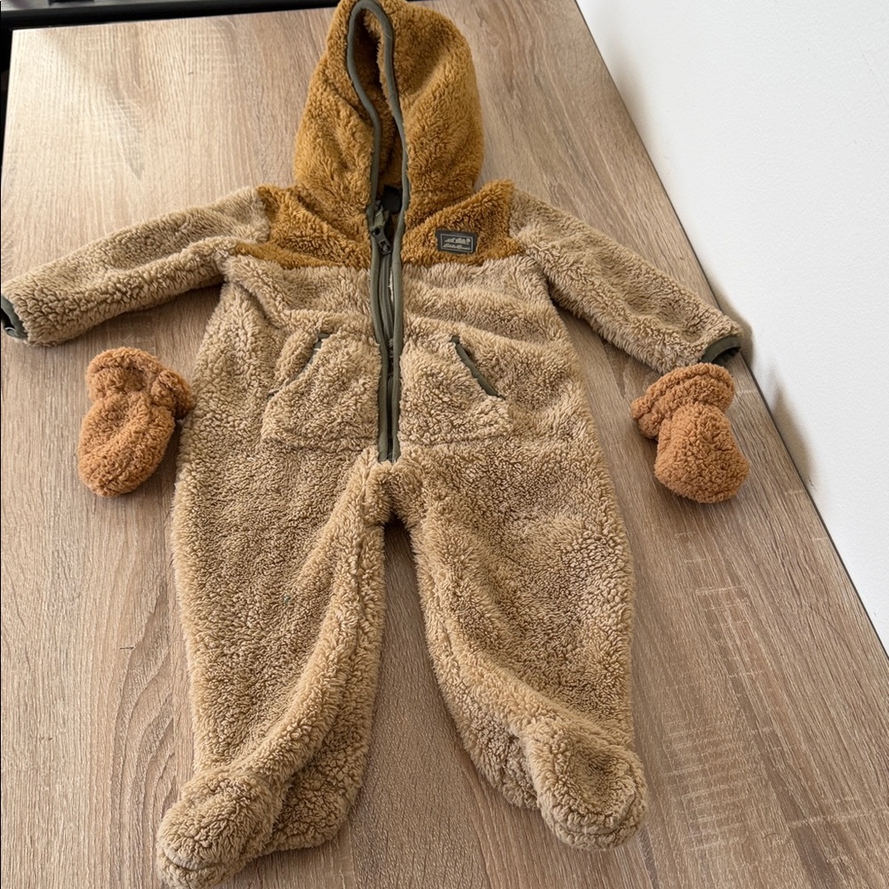 Eddie Bauer Brown and Tan Fleece Footie